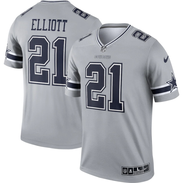 mens nike ezekiel elliott silver dallas cowboys inverted legend jersey